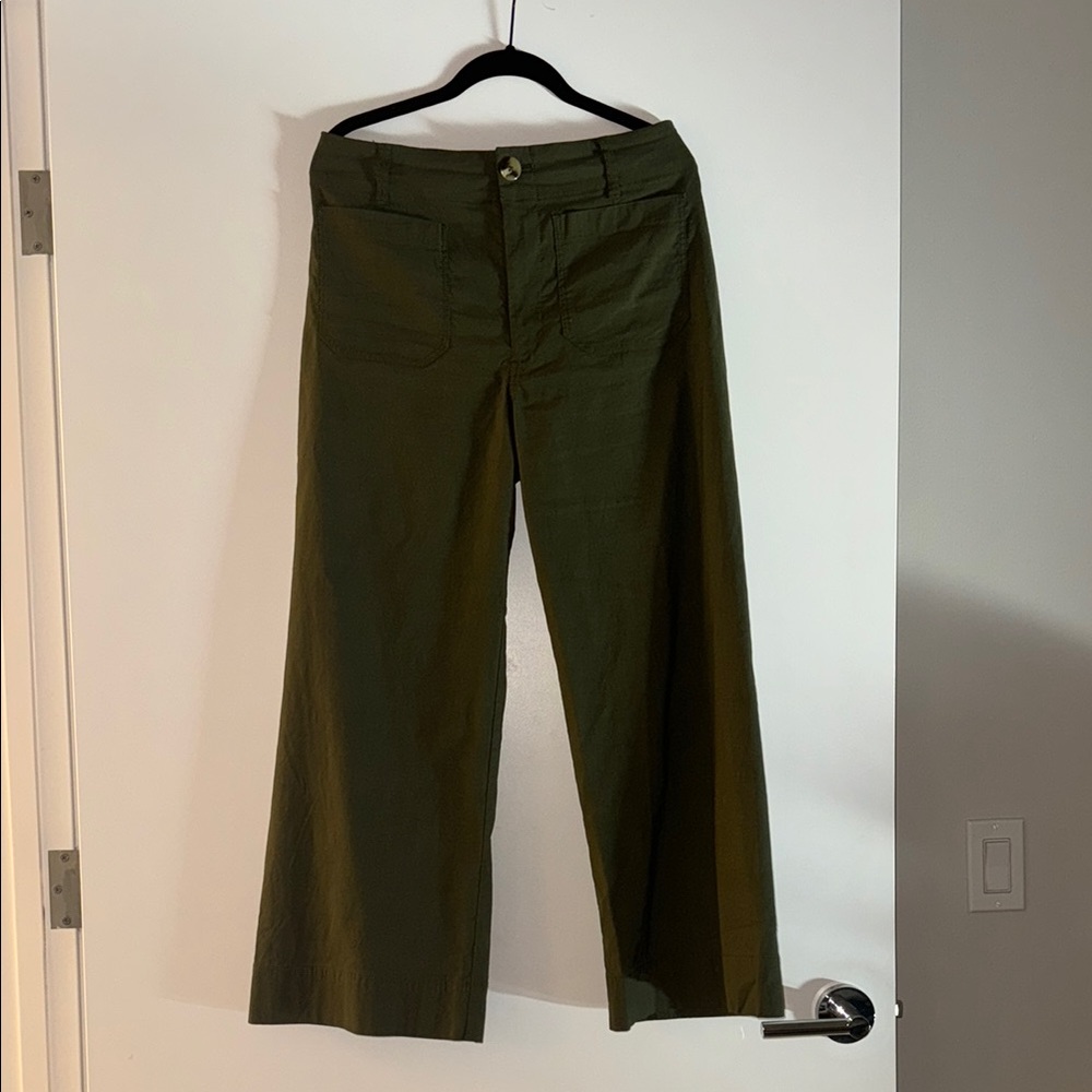 Olive Green Wide-Leg Pants